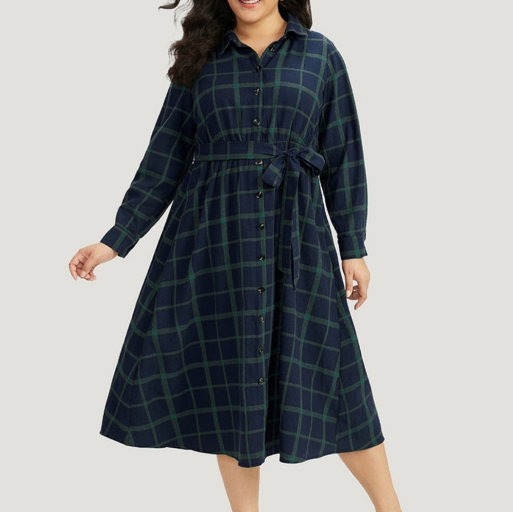 Plaid belted dress